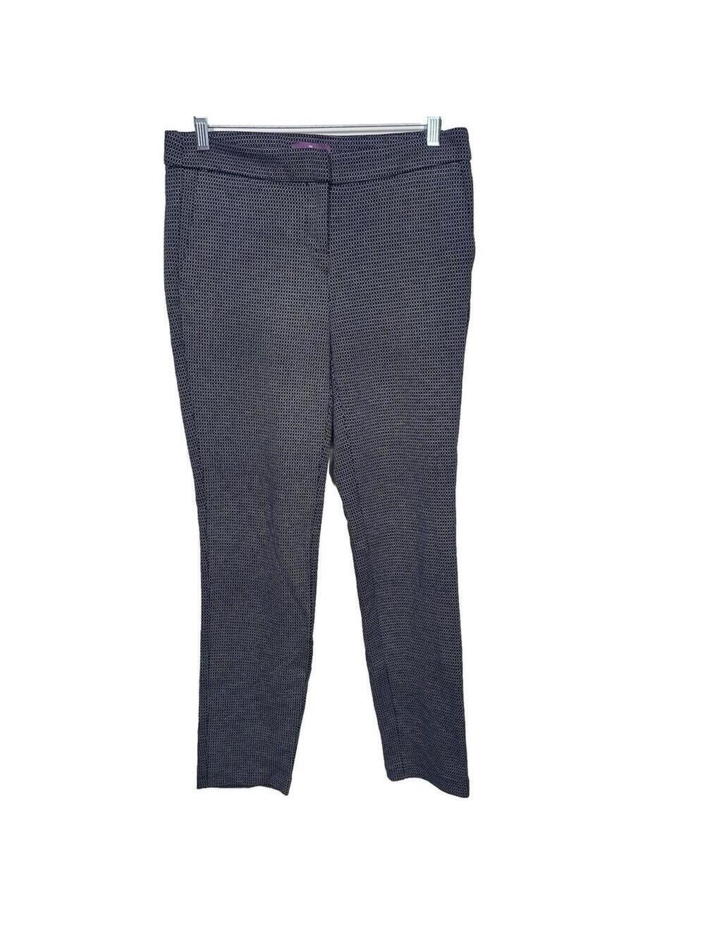 The Savile Row Co Slim Trousers Womens 4 Black White Geometric Stretch Mid Rise - Picture 10 of 10